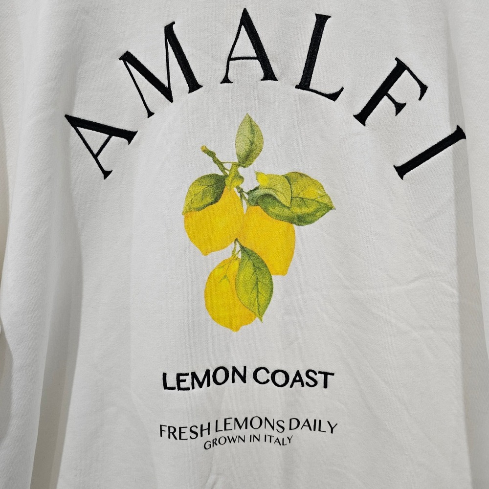 New Wild Fable Womans Large Amalfi Lemon Coast Graphic Crewneck Sweatshirt White - Picture 2 of 5
